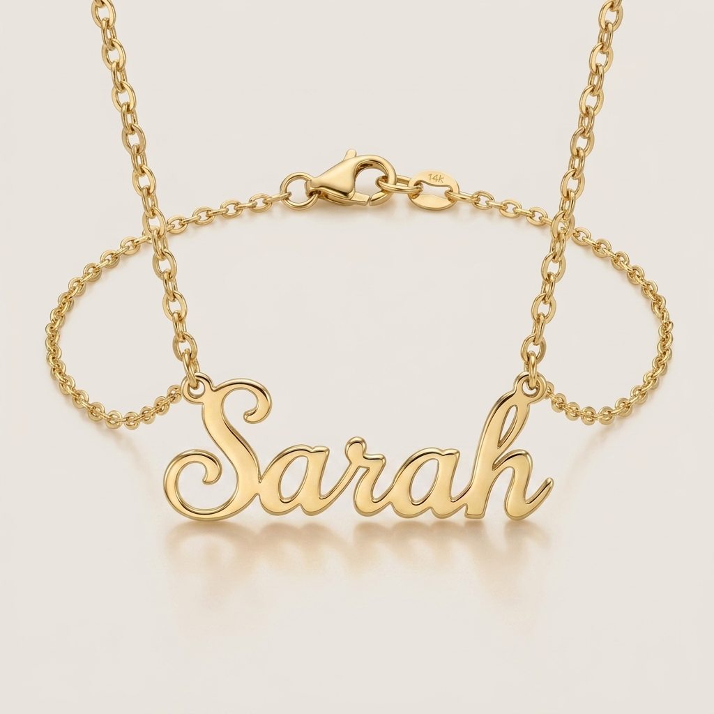 Personalized 14K Gold Name Necklace - Custom Nameplate