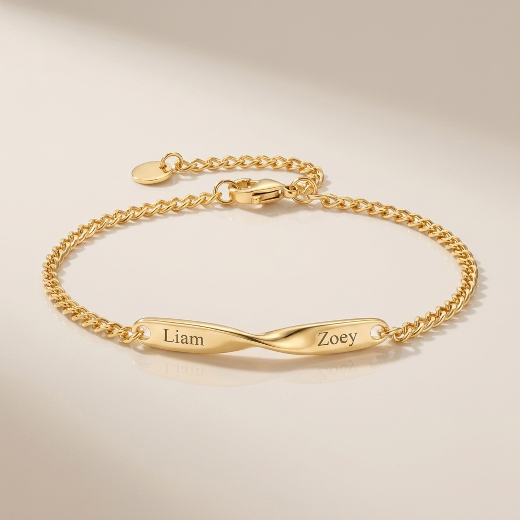 Personalized Infinity Name Bracelet Set for Couples